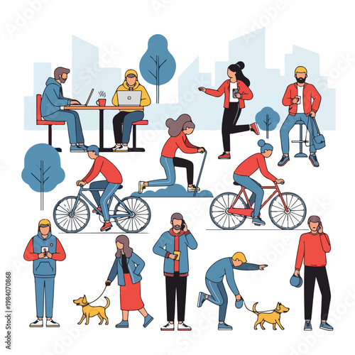 People Engaged in Urban Activities Together.