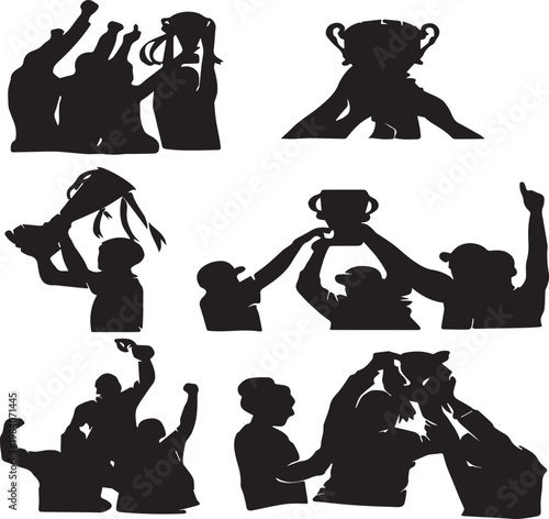 Set of black vector silhouettes featuring a diverse illustration of people, from a fashion woman and dancing tango dancer to a shopping man and a fun playing baby body outline.