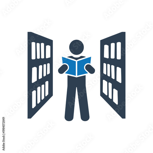 Browsing Library Bookshelves Icon