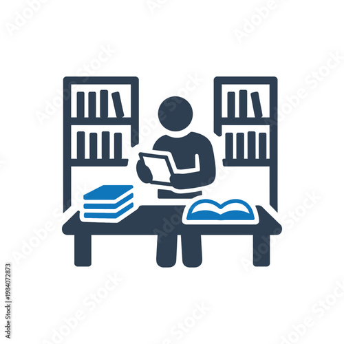 Librarian Managing Desk Resources Icon