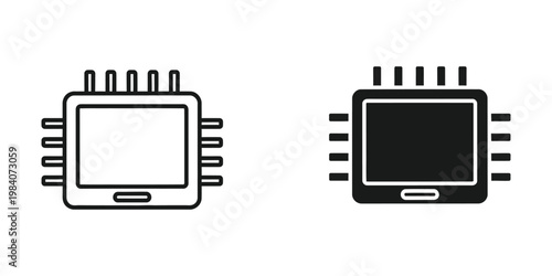 Comparison of an empty and a filled integrated circuit chip illustration