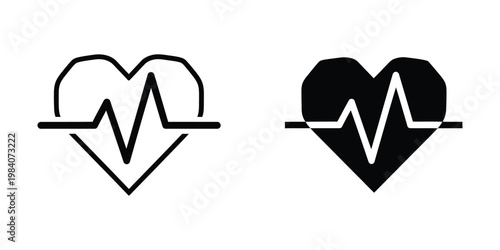 Heartbeat symbol combined with a heart shape in contrasting styles
