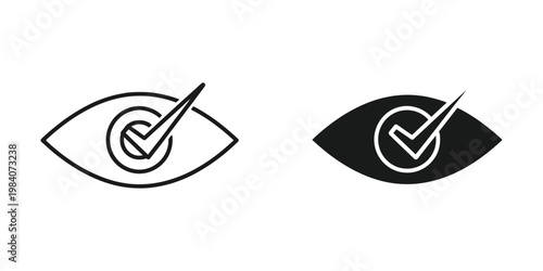 Contrast between a white and black eye icon with a checkmark inside the pupil