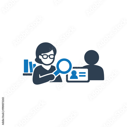 Librarian Verifying Identity Document Icon