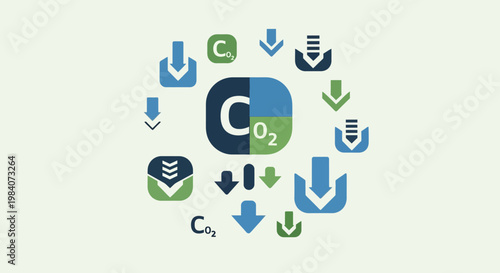 Carbon dioxide molecule chemical symbol.