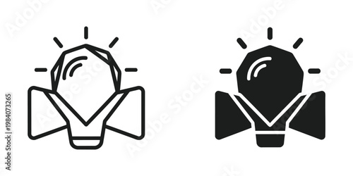Contrast of illuminated ideas between a simple and modern light bulb icon design