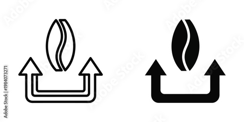 Contrast between a light outline and solid black flame icons with upward arrows