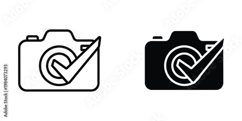 Comparison of camera icons with different color schemes representing photography concepts
