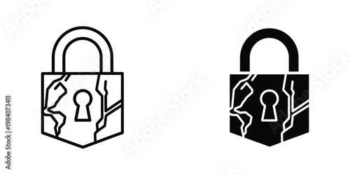 Contrasting padlocks symbolizing security and vulnerability with cracked designs