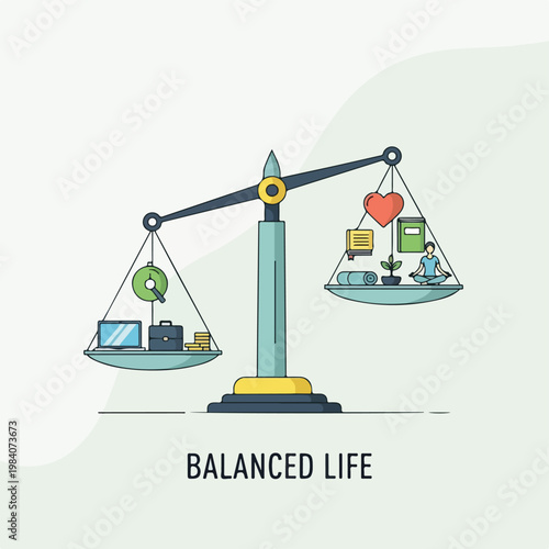Scales with heart and business items.