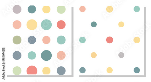 Foto Arrangement of colorful circles in two grid like formations