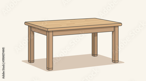 Wooden table furniture piece indoors.