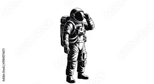 Astronaut in Space Suit Standing Alone.