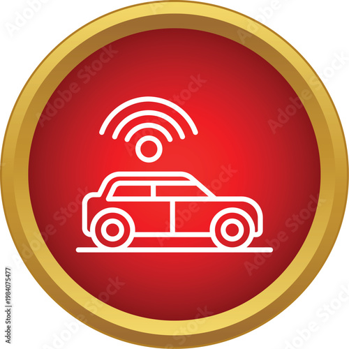 Driverless vehicle transmitting wireless signal, representing future transportation technology