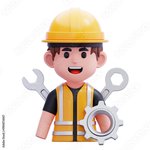 factory worker 3d icon illustration