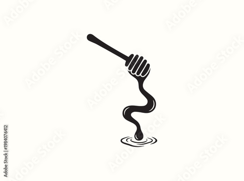Black silhouette of a kitchen utensil for manual honey service for use in buffet and catering service standard operational procedures