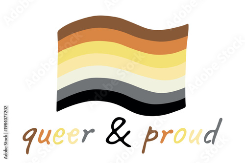 Colorful Bear brotherhood pride flag Happy pride day LGBTQ community Pride Month Vector hand drawn doodle for posters, stickers, logo, cards