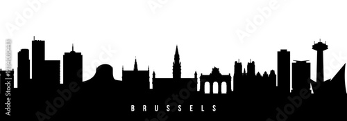 Vector silhouette illustration of Brussels urban skyline. Modern minimalist cityscape graphic, perfect for travel, banners or backgrounds.