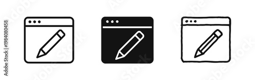 Web Browser and Pencil Editing Icon Set