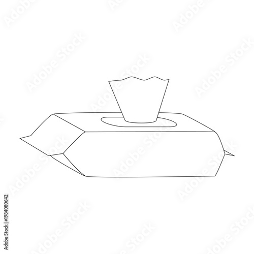 Baby wipes pack icon, wet wipes, hygiene, simple line illustration