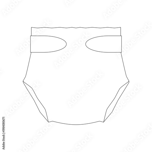 Baby diaper icon, infant care, simple line illustration