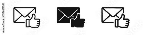 Envelope with Thumbs Up Like Feedback Icon Set