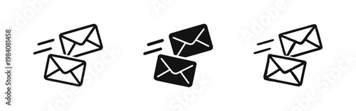 Fast Sending Multiple Envelopes Outbox Icon Set