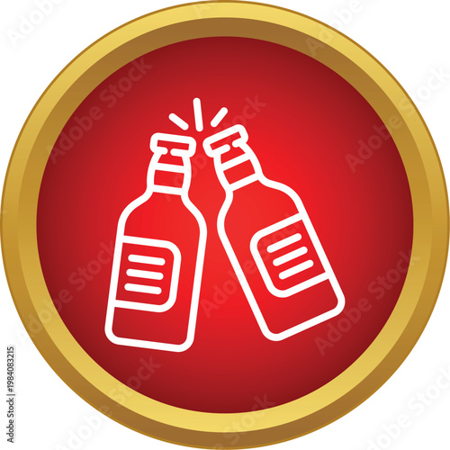 Two cartoon beer bottles clinking depicting celebration and cheers