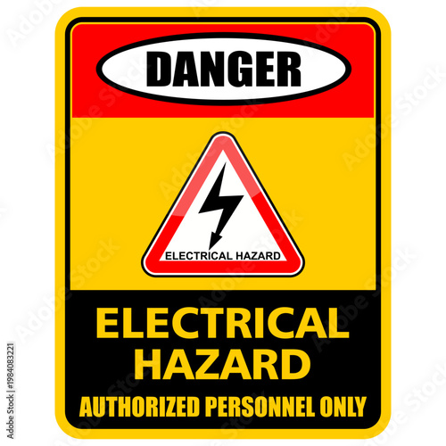 Danger, Electrical hazard, authorized personnel only. Sign vector