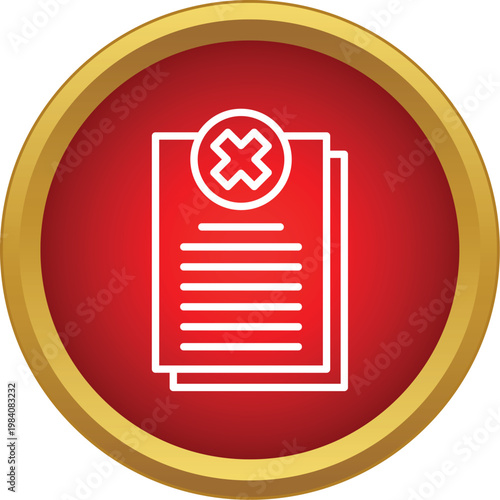 Document file with a red cross mark indicating denial or cancellation
