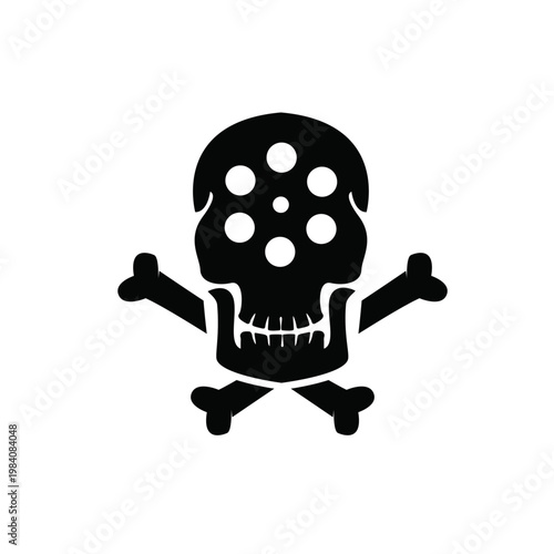 Minimalist Skull and Crossbones Graphic with Dot Pattern Icon