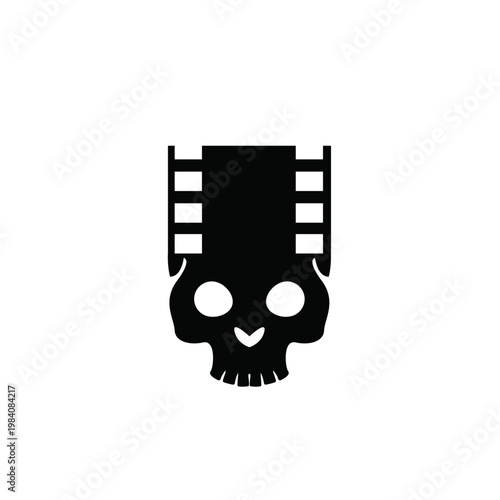 Skull Film Strip Icon for Horror Cinema or Movie Industry Logo Design