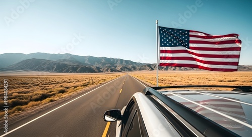 Celebrating happy independence day usa scenic road trip with a majestic american flag display