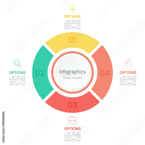 Infographic 4 options design elements for your business data. Vector Illustration.