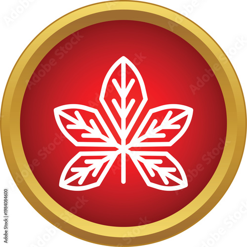 Outline of a horse chestnut leaf symbolizing kiev, ukraine on a red icon