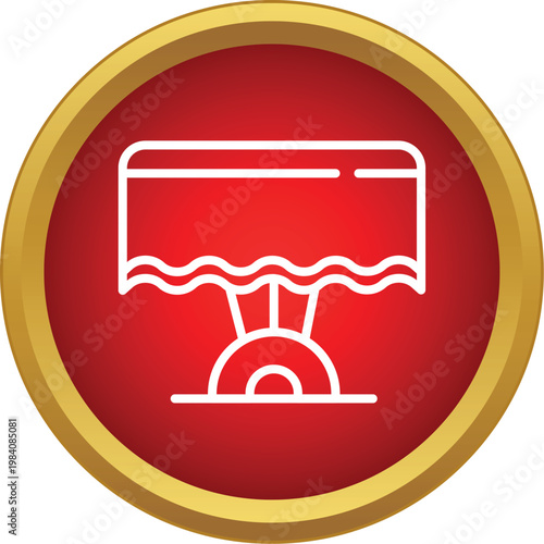 Dining table with tablecloth establishing restaurant cafe icon