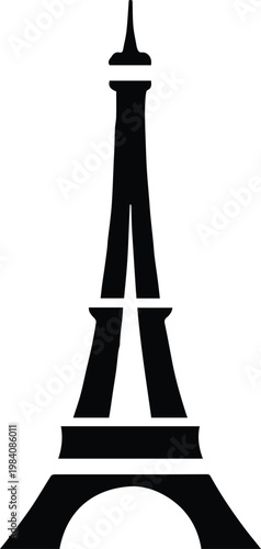 eiffel tower silhouette vector icon on white background