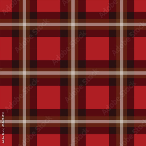 Classic red tartan plaid pattern seamless textile background for fashion and home decor traditional fabric texture vector illustration