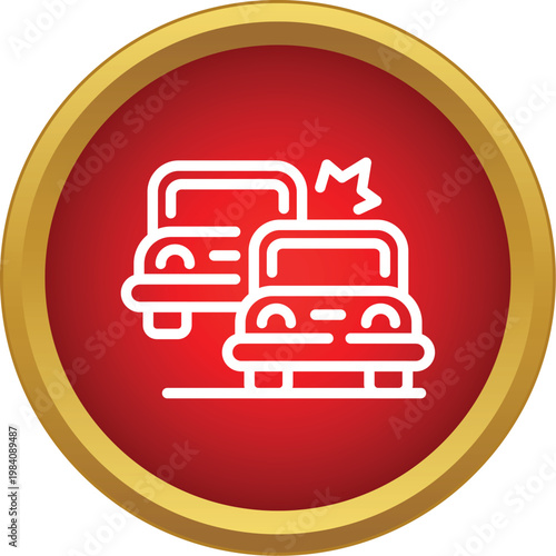 Two vehicles colliding depicting a traffic crash warning concept