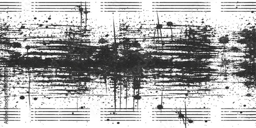 Abstract an artistic exploration of musical notation, featuring striking black ink splatters on a clean canvas, creating a unique visual harmony.