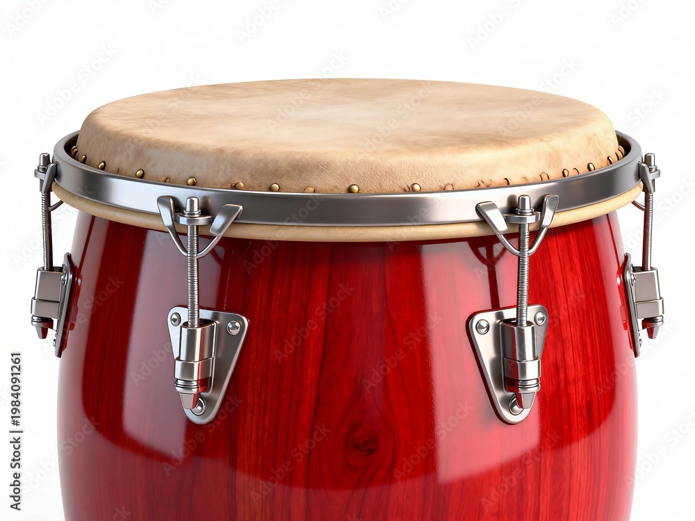 Obraz premium Red Percussion Drum with Natural Skin Head