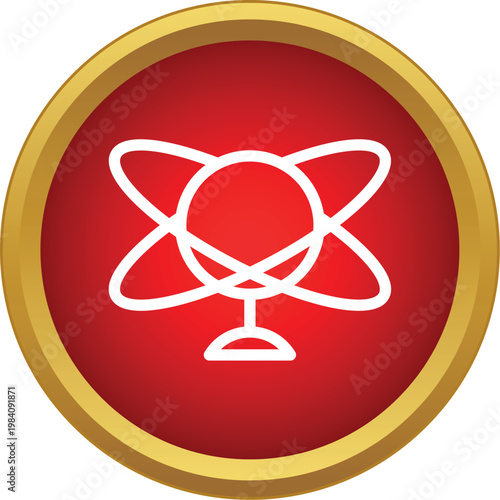 Atom icon showing electrons orbiting a central nucleus