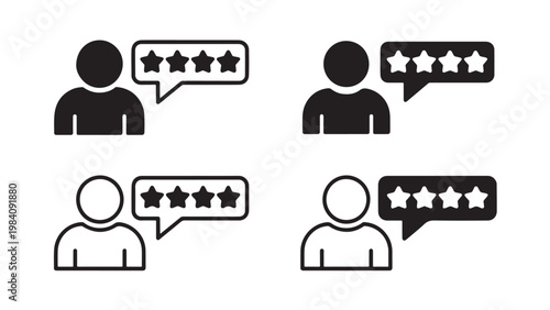 User review and rating icons.