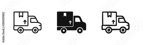 Delivery Truck Icon with Package - Logistics and Shipping Service Vector Set