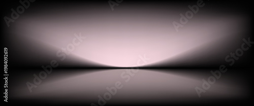 Abstract image of dark room concrete floor. Black room or stage background for product placement.Panoramic view of the abstract fog. White cloudiness, mist or smog moves on black background.