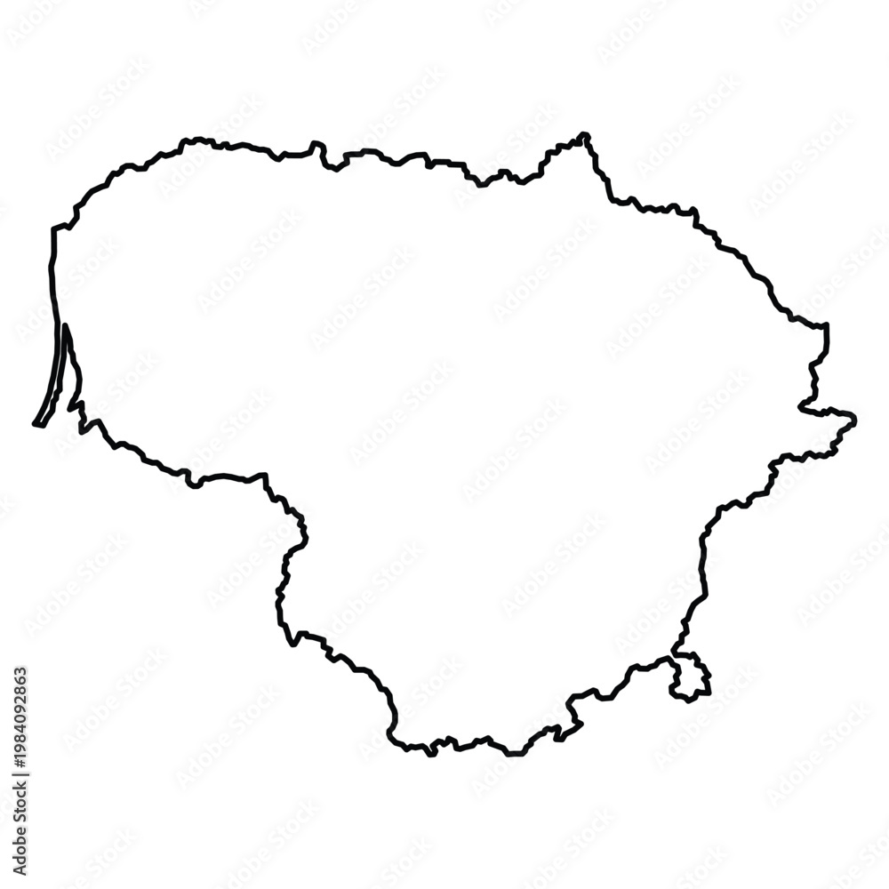 Naklejka premium Lithuania Country Outline Vector Map