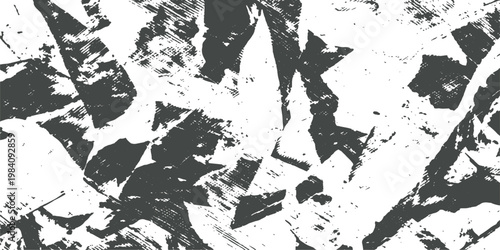 Abstract Monochrome Geometric Brushstrokes Texture. The artwork depicts bold and textured brushstrokes in shades of gray, creating a dynamic and visually engaging composition.