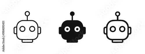 Robot Head Bot Icon Set for Artificial Intelligence