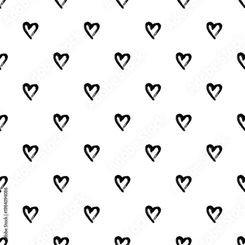 Seamless pattern with hand drawn heart doodle for decorative print, wrapping paper, greeting cards and fabric