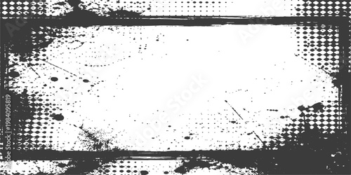 Abstract a grunge-style halftone textured border, offers a versatile design element. perfect for adding a touch of grit, depth, or edgy aesthetic to any visual project.